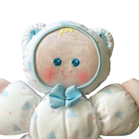 Vintage Fisher Price Baby Doll Plush Slumber Babies Lovey 1989 Blue Boy - Picture 2 of 5